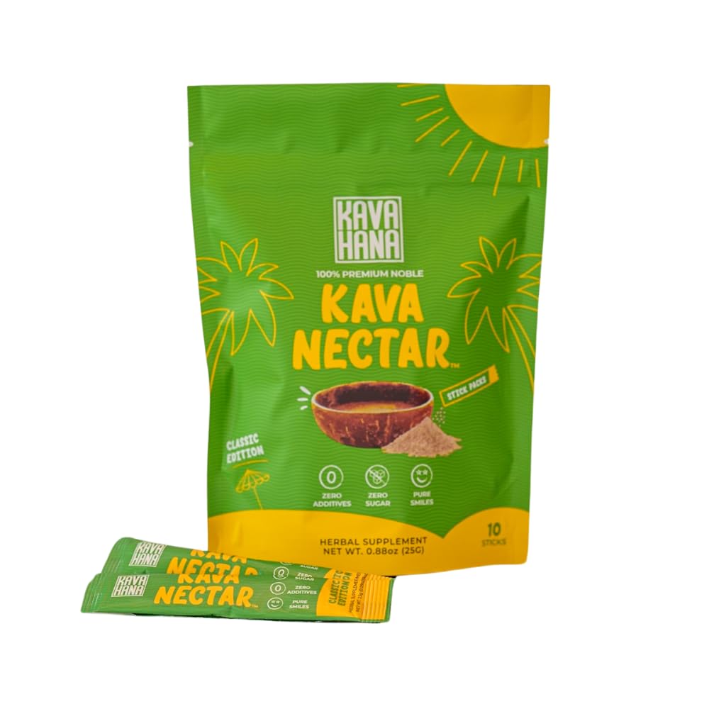 Kavahana Kava Nectar Classic Ceremonial Grade Noble Kava Nectar Powder Stick Packs – Promuove l'uplift Sociale, il supporto per il rilassamento e lo stress, il succo di Kava Dried istantanea