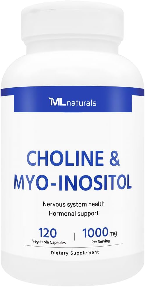 ML Naturals Choline & Myo-Inositol 120 capsule vegetali, NSF-Certified & cGMP-Compliant