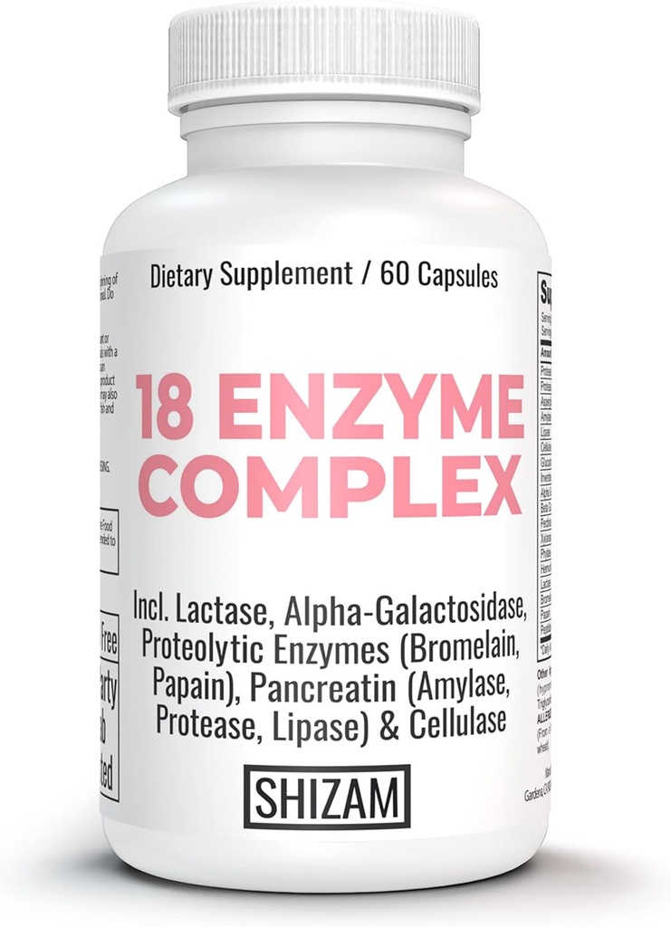 IBS postbiotici Enzime digestivo-s w Lactose Alpha-Galactosidase Pancreatic Amylase Lipase Protease Cellulase Bromelain Papain | Capsule Pills | Diarrhea Constipation Bloating Relief Supplements