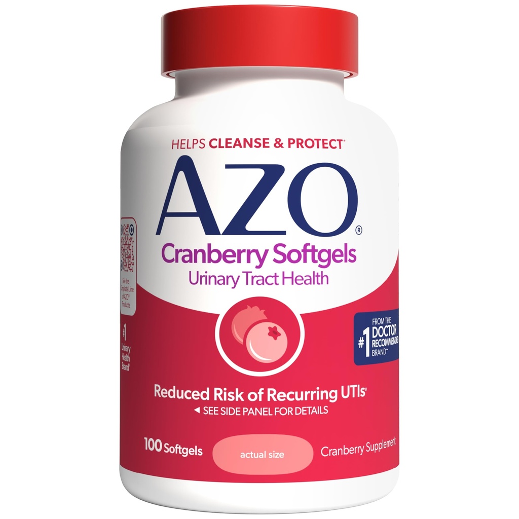 Integratore di mirtilli AZO, realizzato con polvere di mirtillo di frutta concentrata per aiutare a pulire e proteggere il tratto urinario*, pillole di mirtillo senza zucchero, non OGM, 100 Softgels