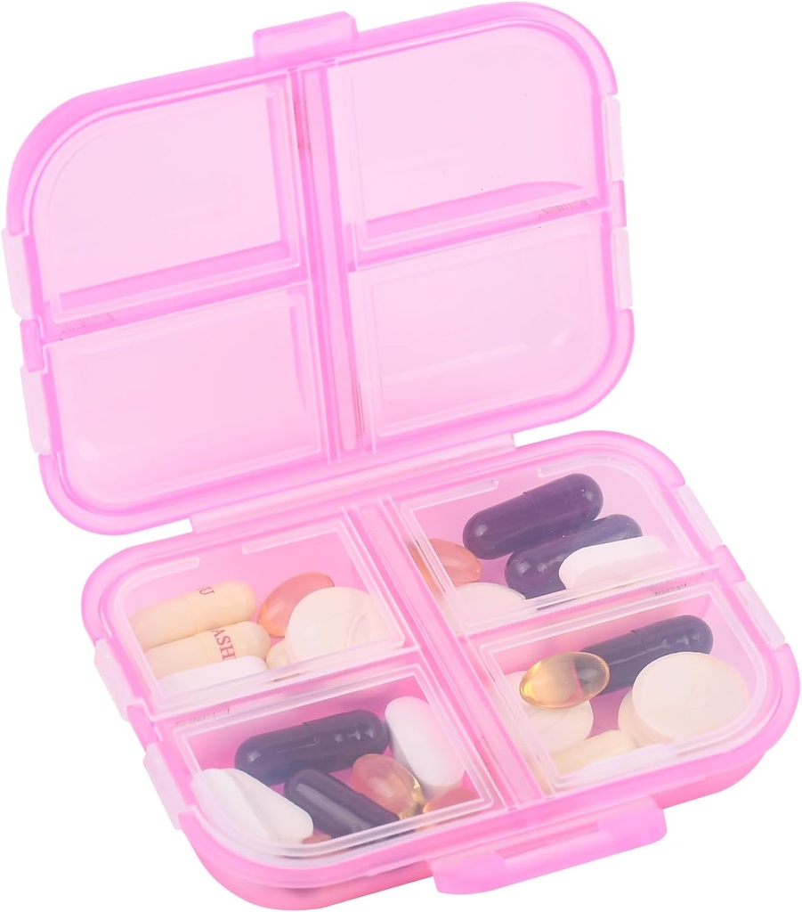 Organizzatore di Pillole di viaggio Piccolo 8 scomparti di Griglia Portacandele Box - Custodia contenitore di medicina portatile - Organizzatore settimanale giornaliero di farmaci
