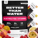 Electrolyte & Vitamin Supplement Powder, Bere Mix con B12, L-teanina, D3, K2, Zinco, Magnesio, Potassio, Supporta la concentrazione e l'energia calmi, Varietà Pack 1, 15 Pack