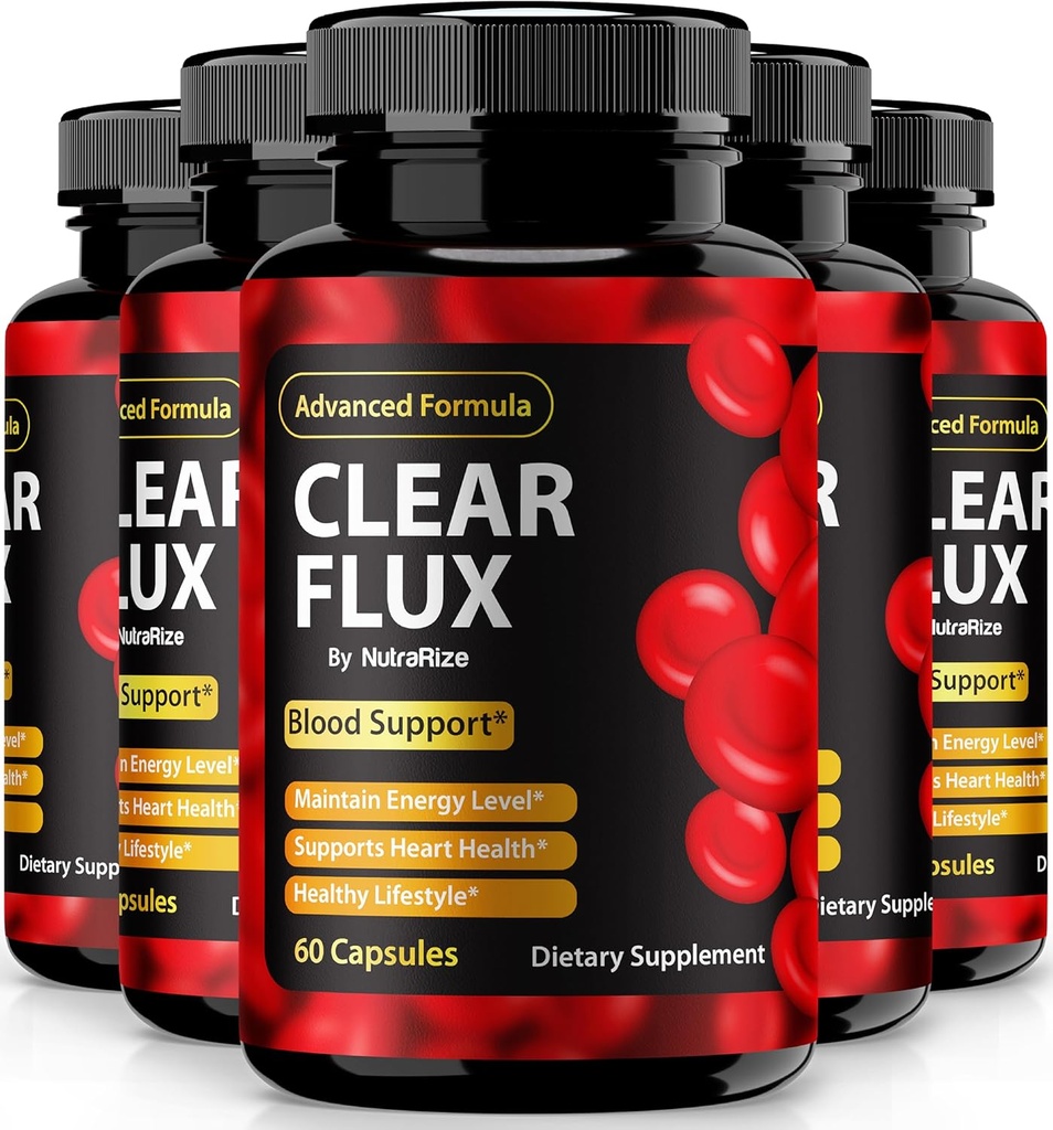 (5 Pack) Pillole liquide trasparenti, Capsule ClearFlux ufficiali, Supporto All-Natural, Supporto Premium per mantenere livelli stabili e circolazione sana, Natural Clear Flux Health Review (300 capsule)