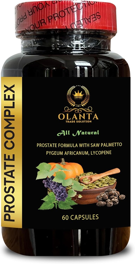 Complesso Prostatico Tutto Naturale - Supporto nutrizionale per la prostata, integratori naturali della prostata per gli uomini con estratto di palmetto segato biologico - 1 bottiglia 60 capsule
