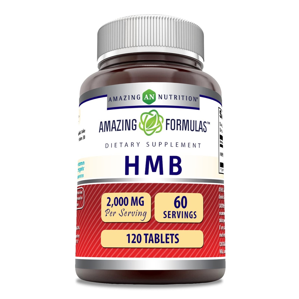 Amazing Formulas HMB (Beta-Hydroxy Beta-Methylbutyrate) Supplemento | 2000 Mg Per Serving | 120 compresse | Non-OGM | Gluten Free | Made in USA