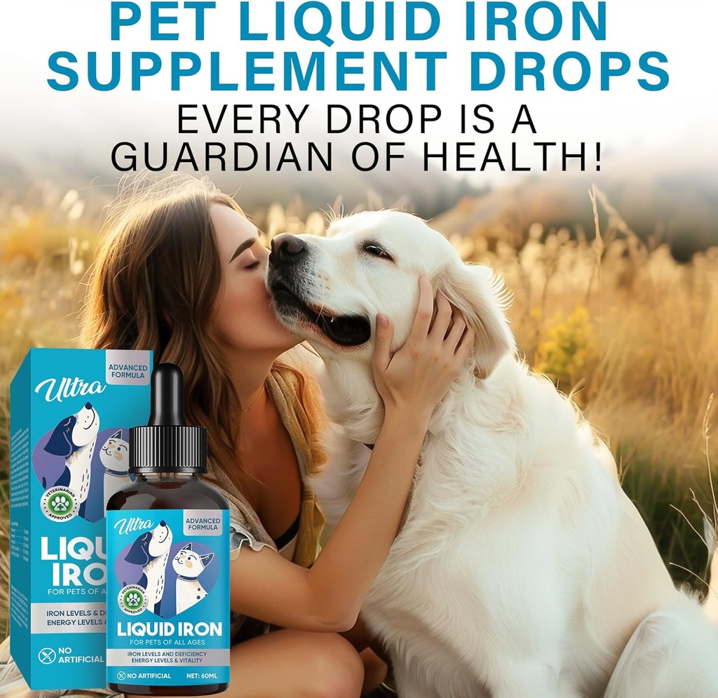 Supplementi di ferro liquido per gatti e cani, migliora l'anemia, bassi livelli di energia e letargia, 2 pacchetti