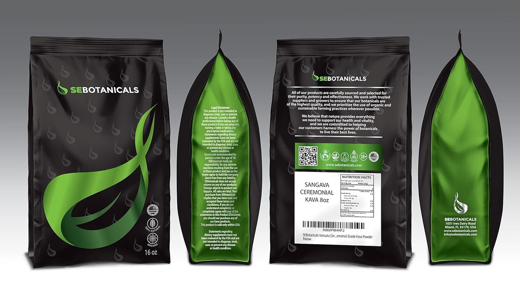 SEBotanicals Vanuatu Sangava Cerimoniale Kava Tea Powder (8oz) 1 sacchetto - Vanuatu Kava - Kava Polvere - Sangava Cerimoniale Grade Kava