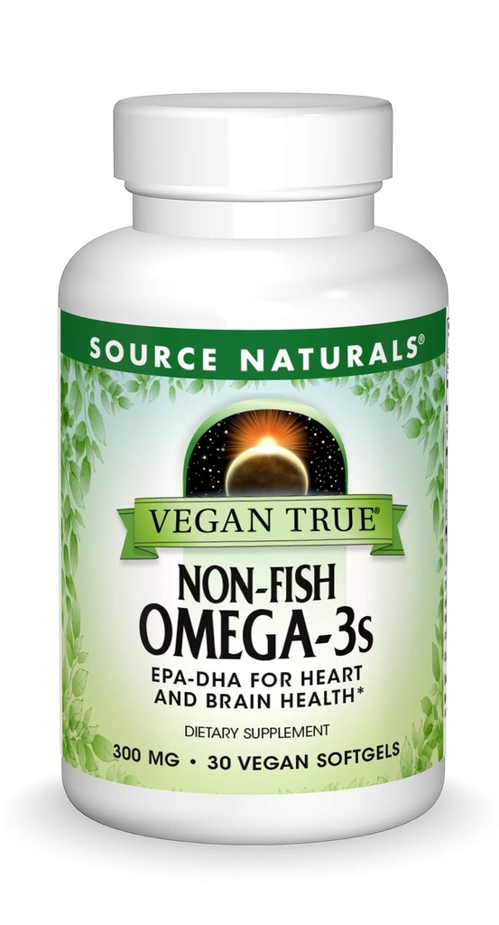 Fonte Naturals Vegan True, Non-Fish Omega-3s, EPA-DHA Supporta la salute del cuore e del cervello*, 300 mg - 30 Vegan Softgels