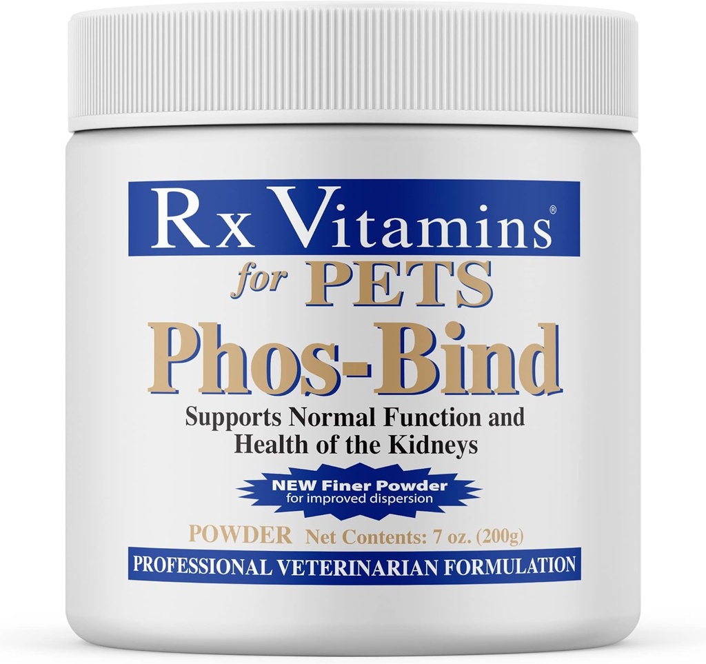 Rx Vitamins Phos-Bind - Polvere di supplemento di supporto del rene - Phosphate Binder per gatti e cani per la salute del rene - Supporta la pulizia normale del rene e la cura essenziale del rene - 200g