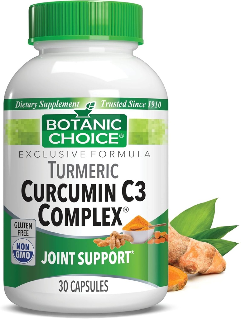Botanic Choice Curcumin C3 Complesso con Bioperine - Supplemento giornaliero adulto - 30 pillole