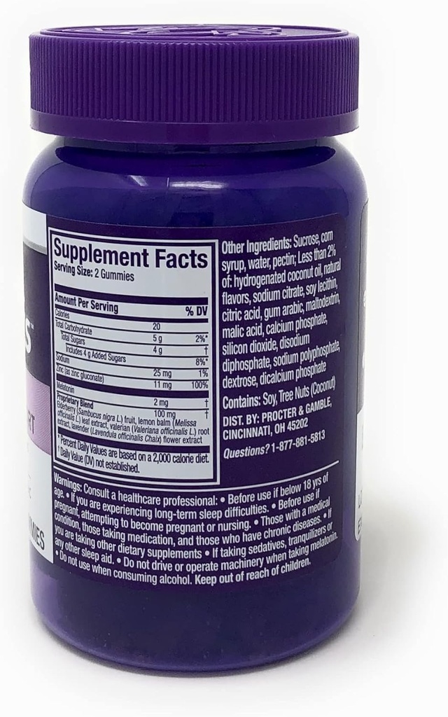 Vicks ZzzQuil Pure Zzzs Sonno + Supporto immunitario Gummies con Melatonin, Elderberry & Zinc, 42 ct, 0,42 libbre