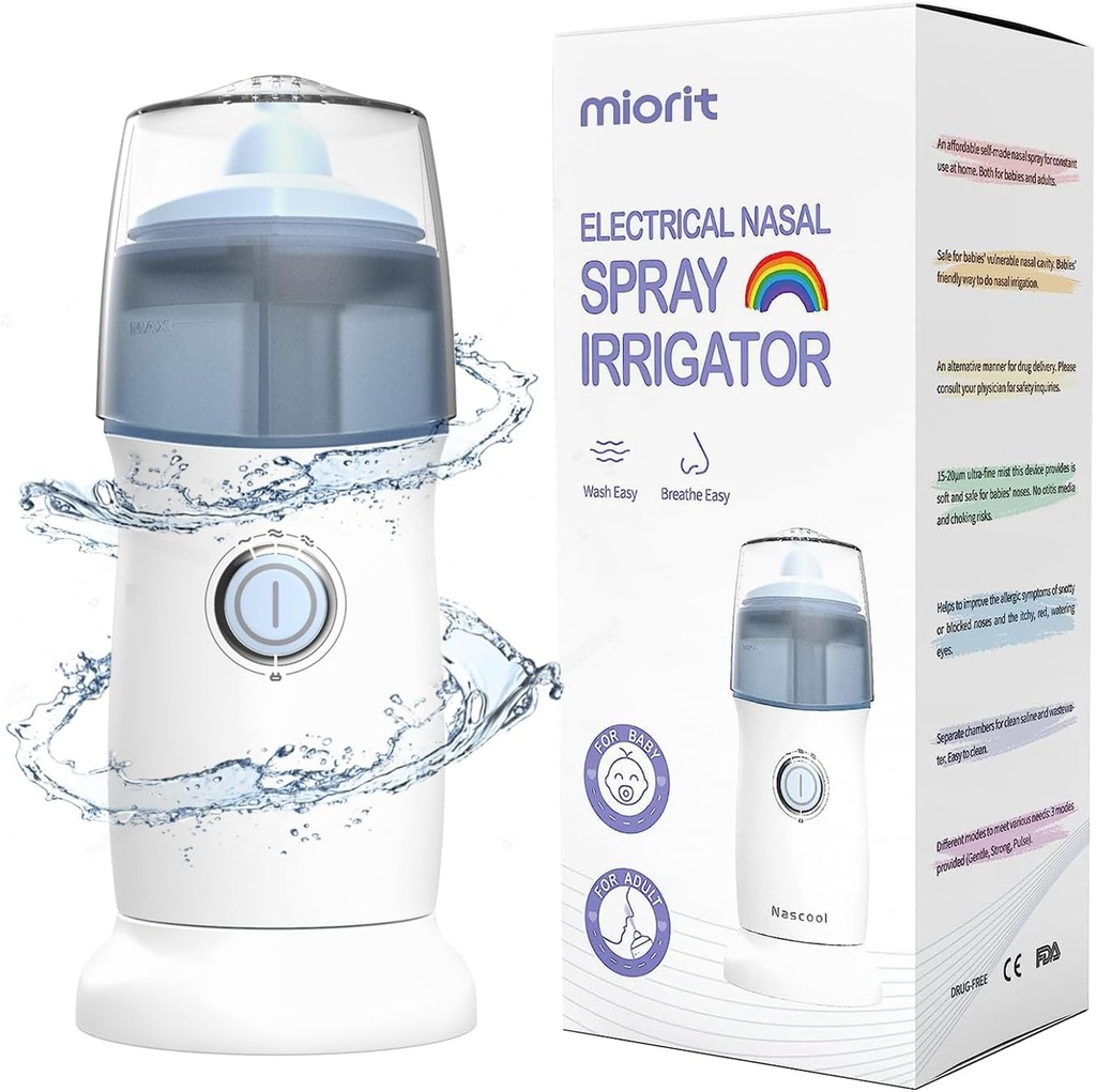Irrigatore nasale con spruzzo Gentale - Ultra Fine Mist - Irrigazione per il sollievo del seno - Sistema di aspirazione del detergente del naso - Impermeabile