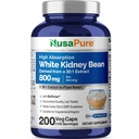 NusaPure White Kidney Beans 30:1 Extract, 800 mg Equivalent a 24,000 mg 200 Vegan Capsule - Bioperine - (Vegan, Non OGM)
