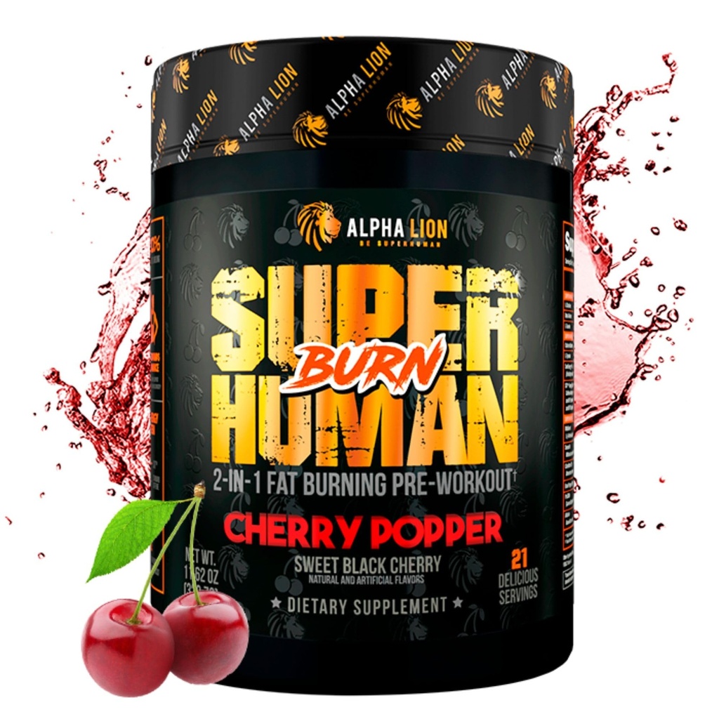 ALPHA LION Superhuman Burn – 2 in 1 Metabolismo Booster Pre allenamento e termogenic Fat Burner per gli uomini – Appetite Suppressant and Weight Loss Supplement (21 Servings, Sweet Black Cherry Flavor)