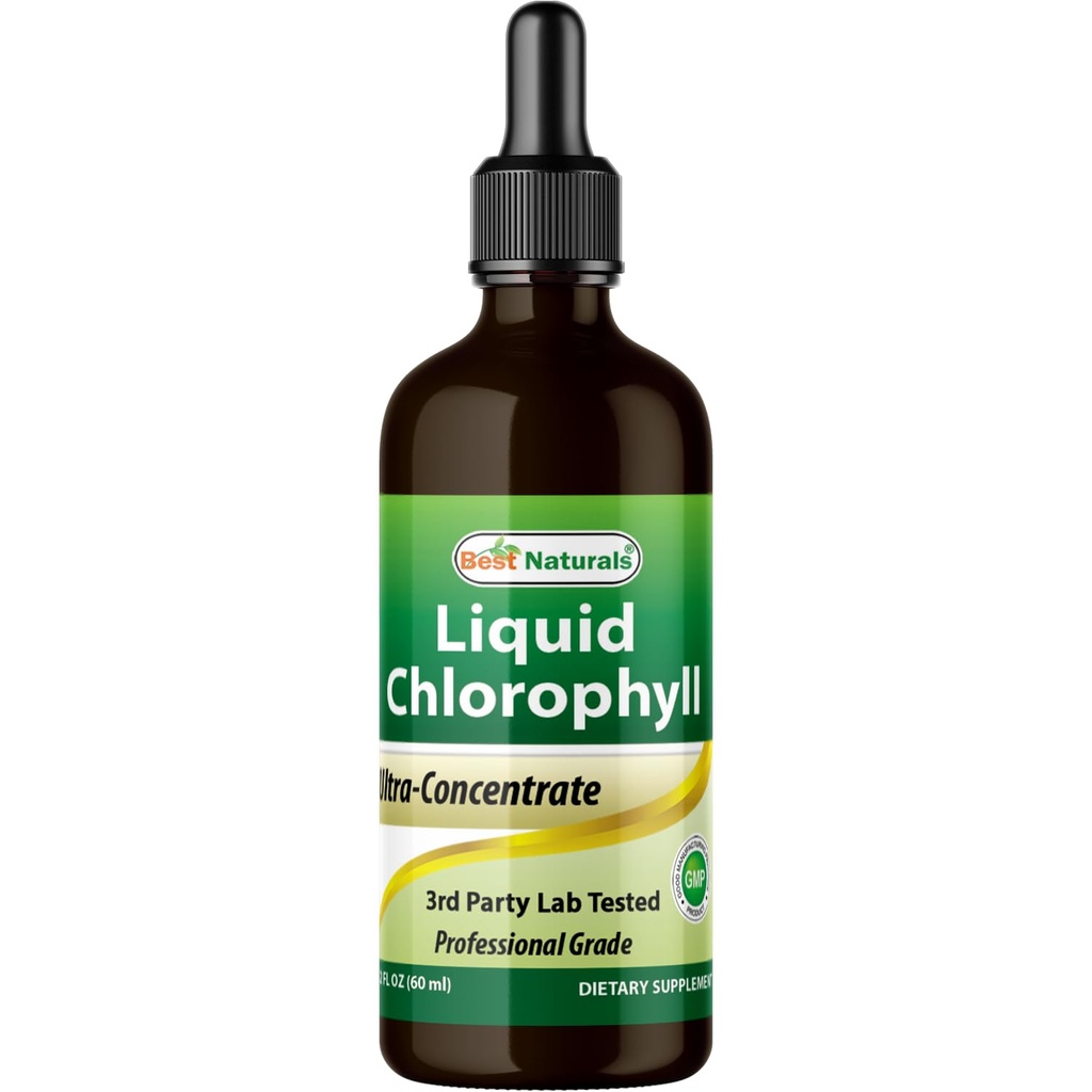 Gocce di clorofilla liquida migliori naturali - 50 mg - 120 Serve per bottiglia di vetro - 2 FL OZ