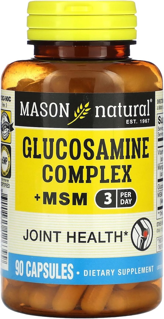 MASON NATURAL Glucosamine Complex Plus MSM con vitamina C - Supporta la salute comune, la flessibilità e la mobilità migliorata, 90 capsule