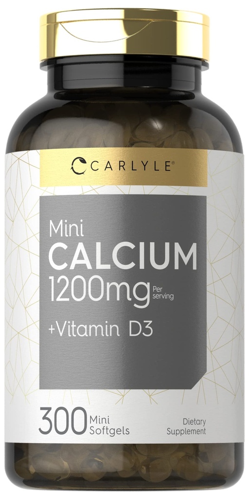 Carlyle Calcium 1200 mg con vitamina D3 | 300 Softgels | Non OGM e Gluten Supplemento gratuito