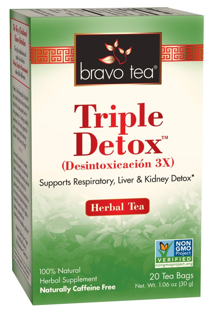 Bravo Tea Triple Detox Herbal Tea Caffeine Free, 20 sacchetti di tè