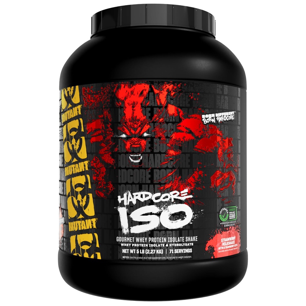 Mutant ISO Surge Whey Protein Isolate Powder agisce rapidamente per aiutare a recuperare, costruire il muscolo, la massa e la forza, 5 lb - fragola Milkshake