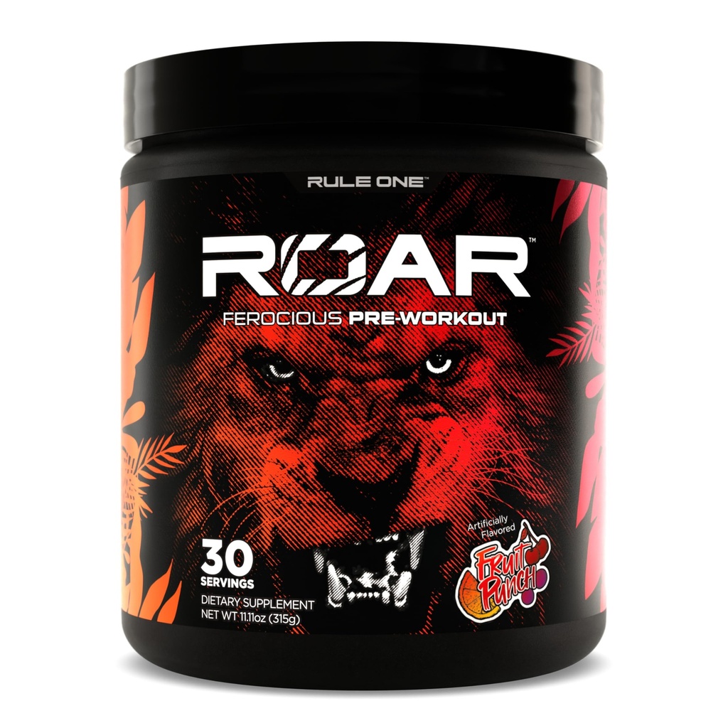 Regola 1 R1 Roar - Polvere pre-allenamento con Creatina, Beta-Alanina, Citrullina, Elettroliti e Caffeina (30 Serve, Punch di frutta)