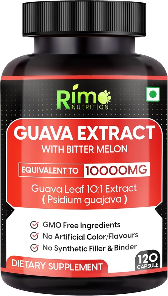 Guava Leaf Extract con Bitter Melon 120 Veg Capsule 1000 mg Per Serving (120 capsule, Guava)
