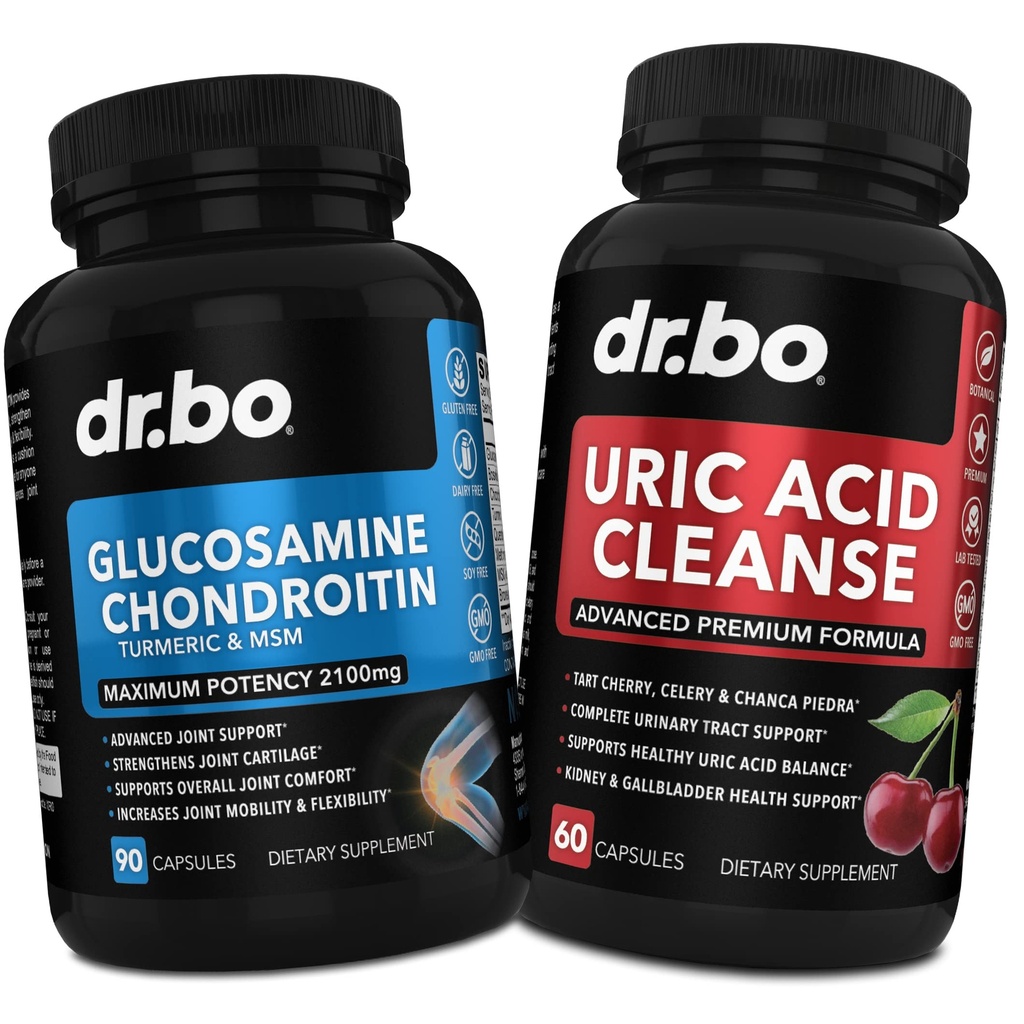 DR. BO Glucosamine Chondroitin Turmeric MSM - Uric Acid Cleanse Support Supplemento