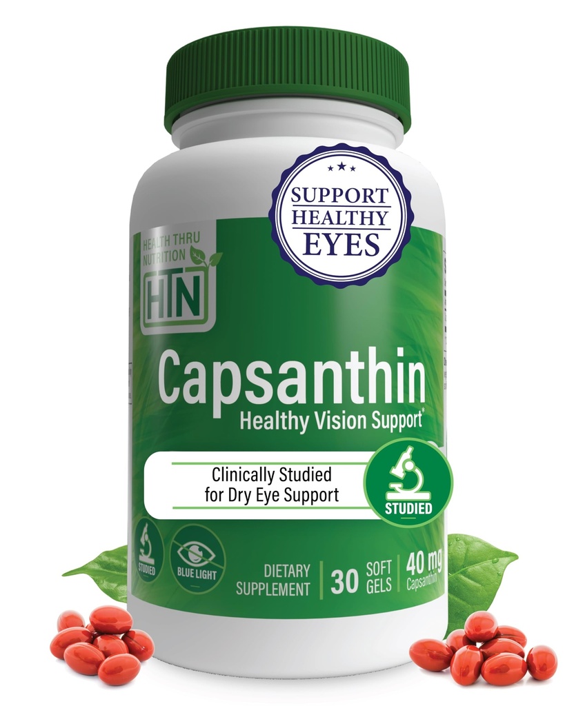 Capsanthin 40mg - Ultimate Eye Supplement | Healthy Vision Support & Blue Light Protection Dry Eye Relief as CapsiClear Derived from Capsicum Annuum | Pack of 30