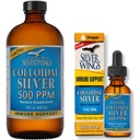 Percorso naturale Silver Wings Supplement - Colloidal Silver 500 ppm (16 fl.oz / 480 ml) Plus Colloidal Silver 500 ppm (1 fl.oz / 30 ml)