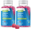 Vitamina D3 Gummies per adulti e adolescenti - 3.000 UI, 75mcg, Extra Forza - Joint & Muscle Health, Immune Boost - Chewable Vitamin D Gummies - Vegetariano, Gelatin Free - Tasty Berry Gummie aromatizzate