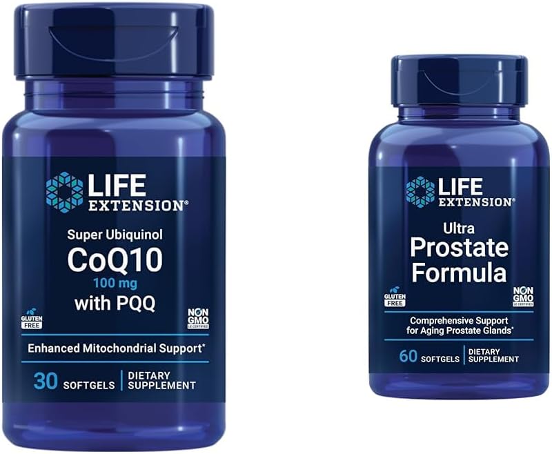 Estensione della vita Super Ubiquinol CoQ10 con PQQ, CoQ10, PQQ & Ultra Prostate Formula, Saw Palmetto per gli uomini, pygeum