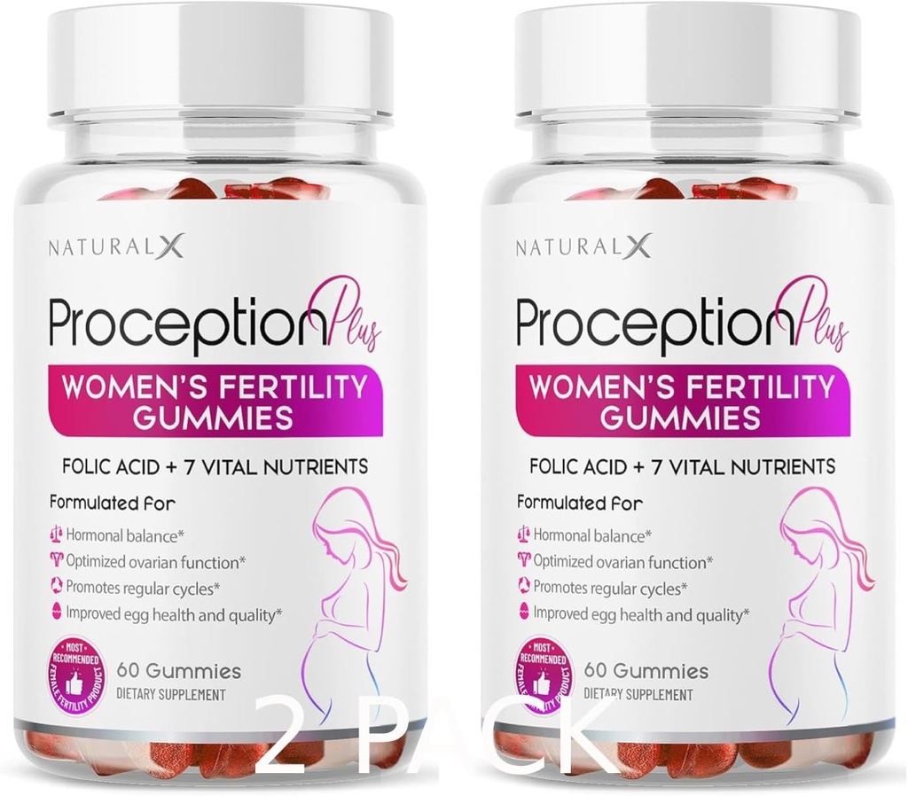 Gummie di fertilità per le donne - Myo-Inositol, Acido Folico, Biotina, Vitamine B - Integratore di inositolo per il supporto della fertilità femminile, Equilibrio dell'ormone, Ovulazione, Concezione prenatale (60 Gummies, 2 Pack)