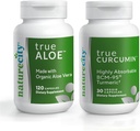 NatureCity Joint Support Bundle| True-Aloe Realizzato con AloeVera Organica, 120 capsule + True-Curcumin con 500mg di Curcumina BCM-95 altamente assorbibile + Olio Esssenziali Turmeri, 30 capsule