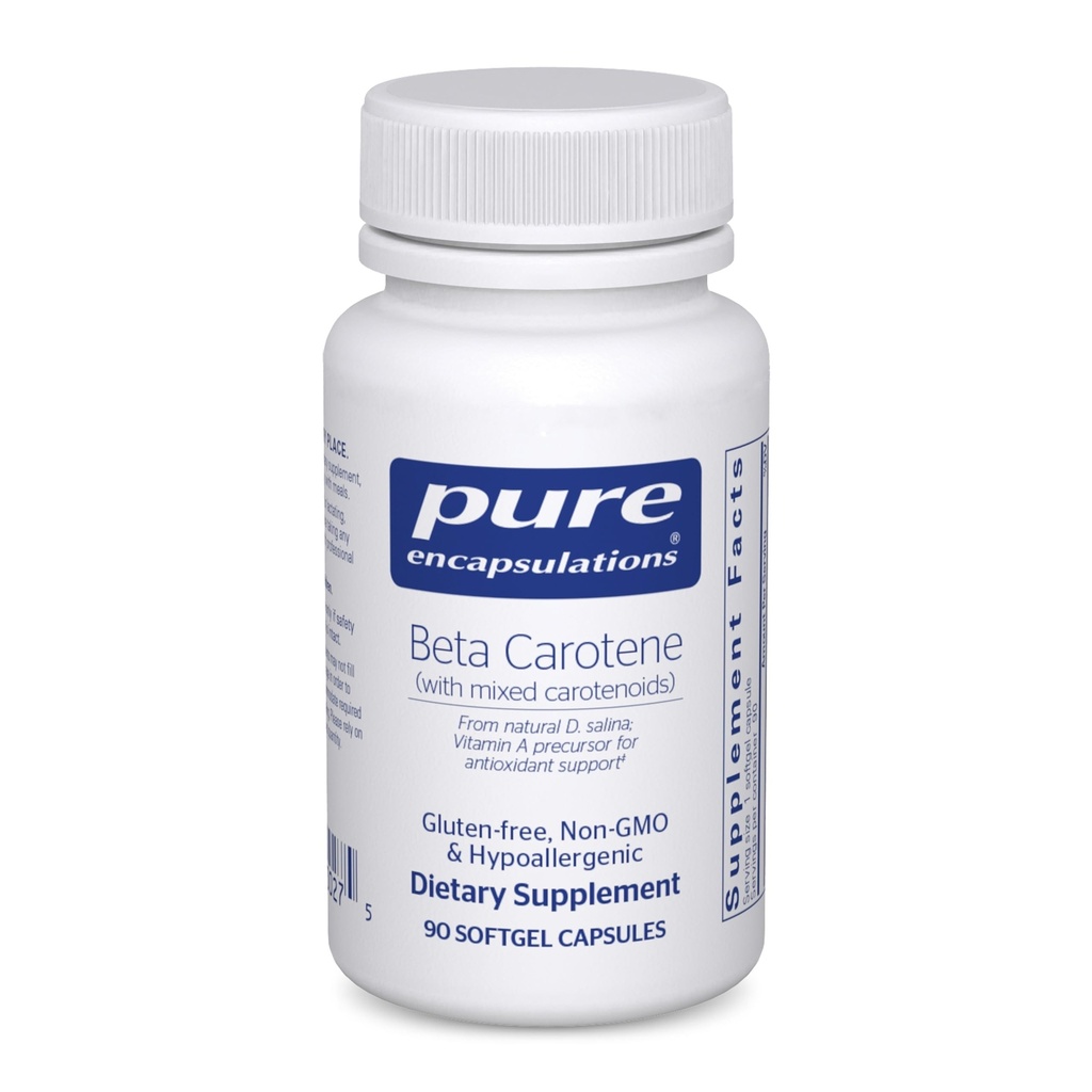 Pure Encapsulations Beta Carotene (con Carotenoidi Misti) | Antiossidante Ipoallergenico e Vitamina A Precursor Supplement | 90 Softgel Capsules