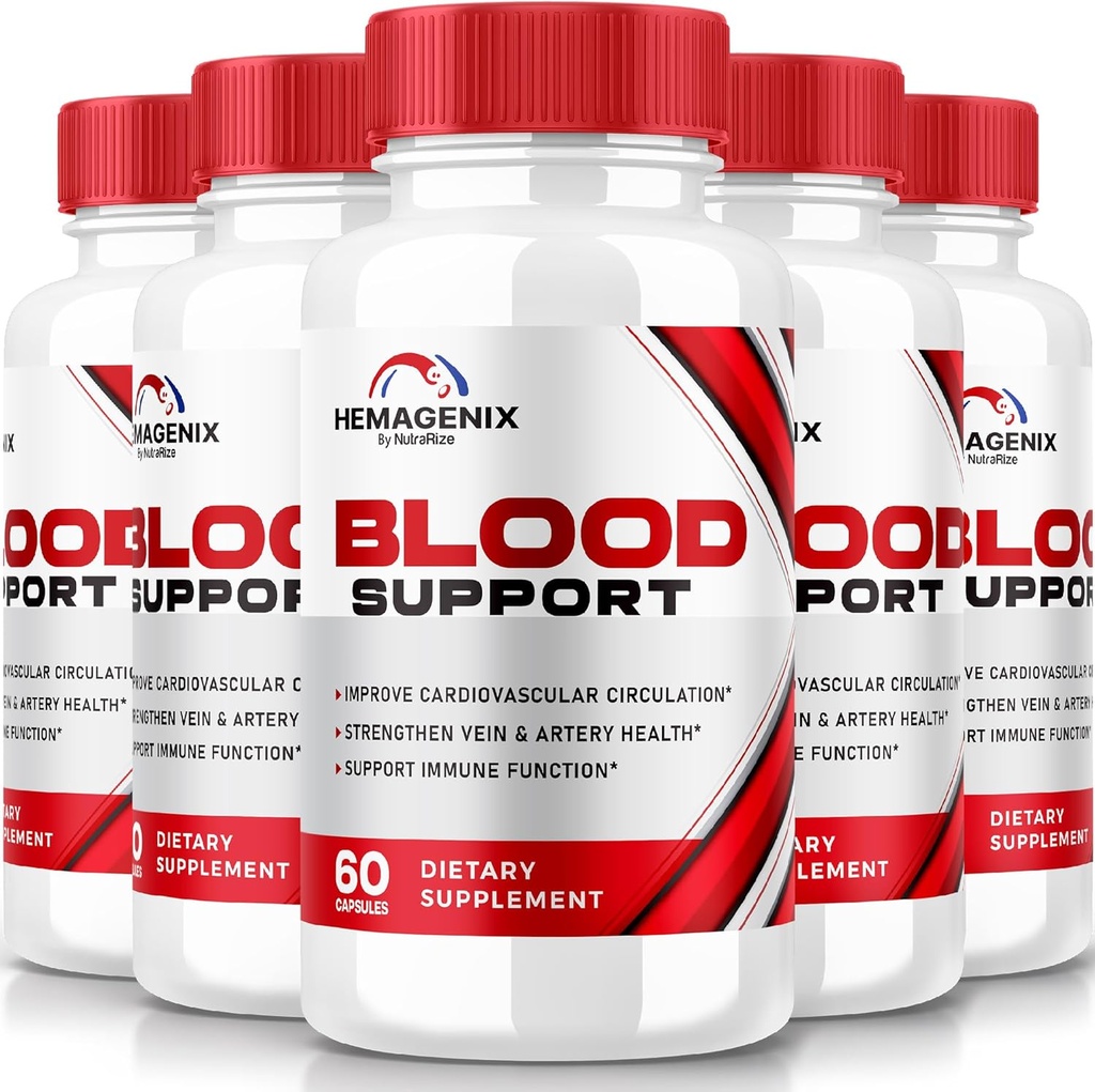 (5 Pack) Emagenix Capsule, Hemagenix Advanced Blood Support Formula, Tutti Integratore Naturale per Mantenere livelli sani, Pillole Extra di Forza per il Benessere Complessivo, Recensioni ufficiali (300 Capsule)