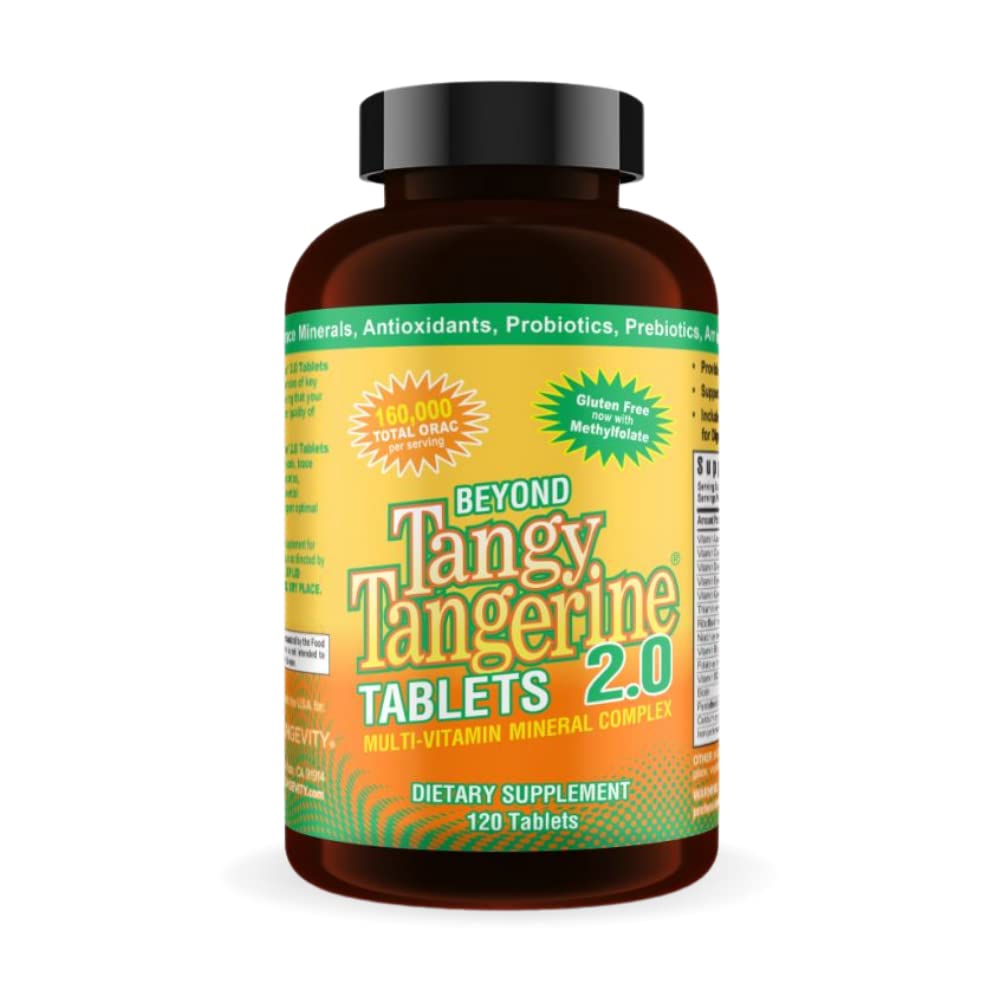 Youngevity Beyond Tangy Tangerine 2.0 Multi-Vitamin & Mineral Complex - Made with Natural & Whole Foods | 160.000 ORAC | 120 compresse | 1 bottiglia
