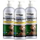 Liquid Health Pets K9 Omega 3 Fish Oil for Dogs - Liquid Omega 3 Supplemento per gli animali con EPA + DPA + DHA - Ridurre il prurito & Shedding, Support Joints, Immunità, cervello, salute del cuore - USA Made (3 Pack)