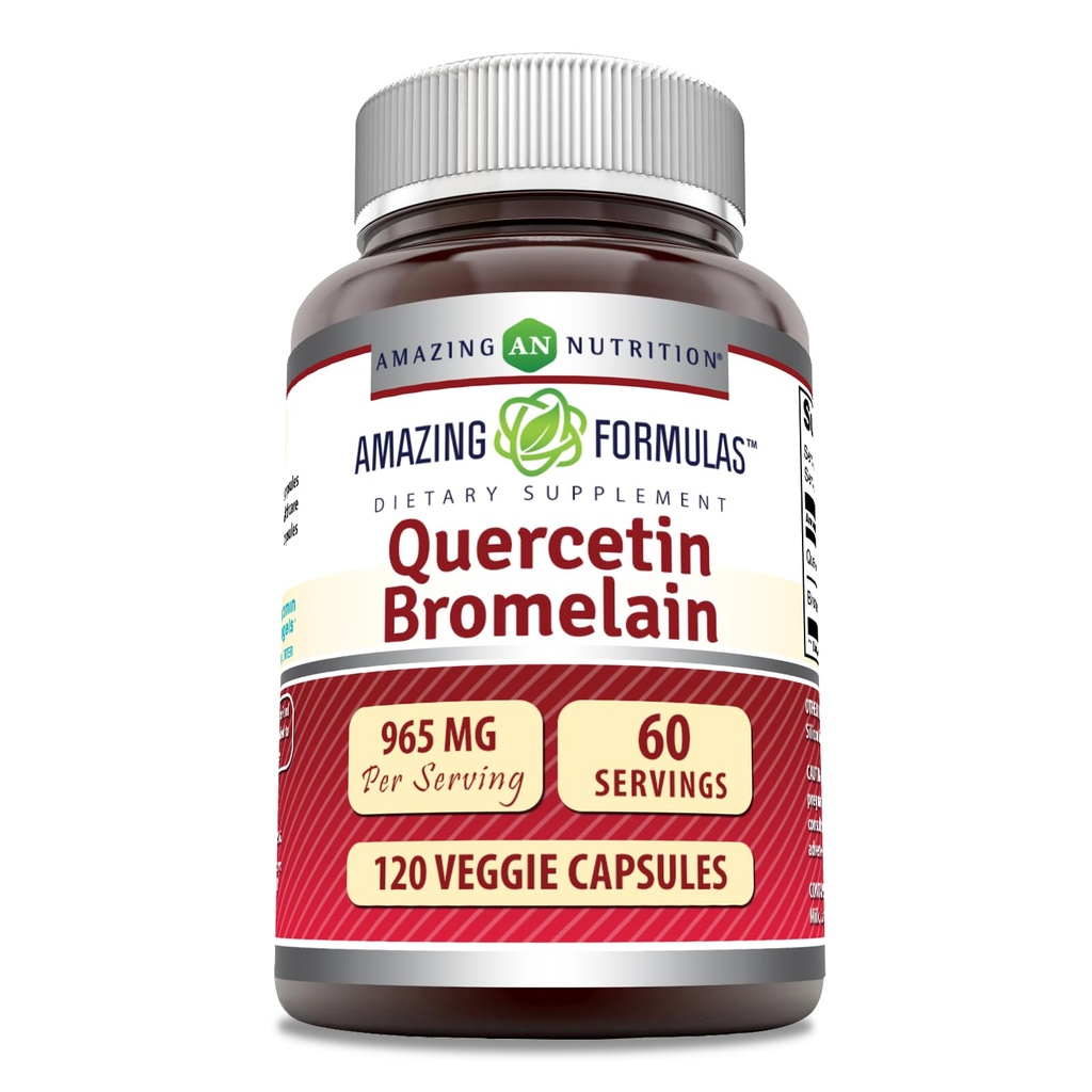 Incredibile Formulas Quercetin 800mg con Bromelain 165mg, 120 Veggie Capsule Supplemento | Non-GMO | Gluten Free | Made in USA