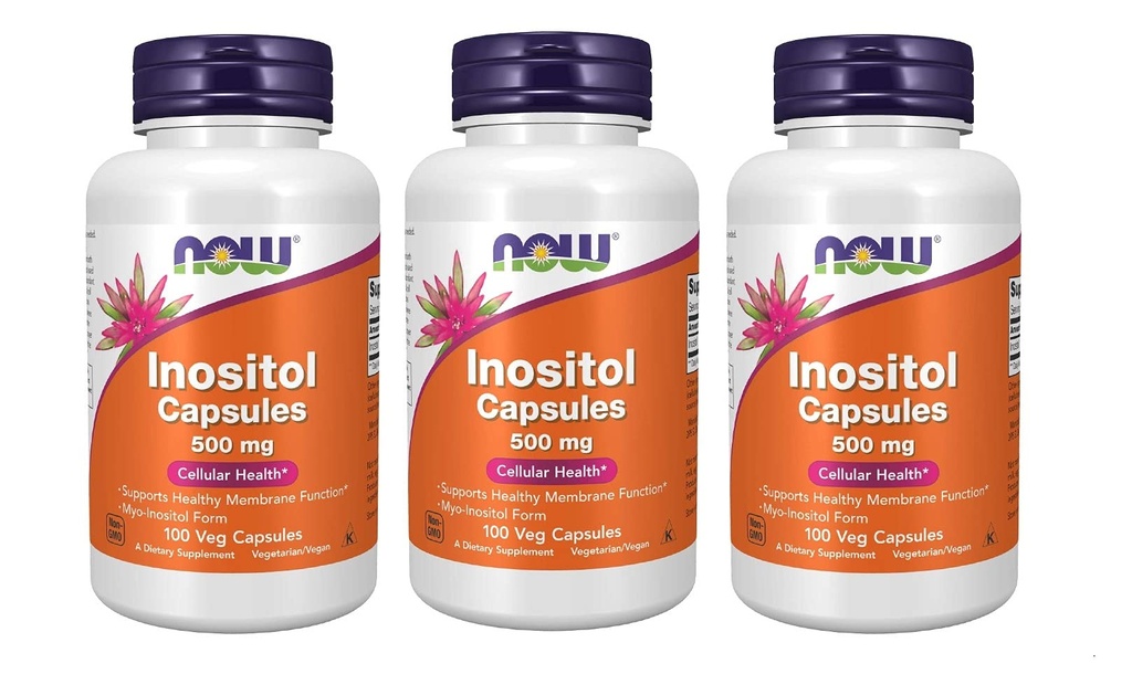 NOW Foods Foods Inositol 500mg,100 capsule (pacchetto di 3)