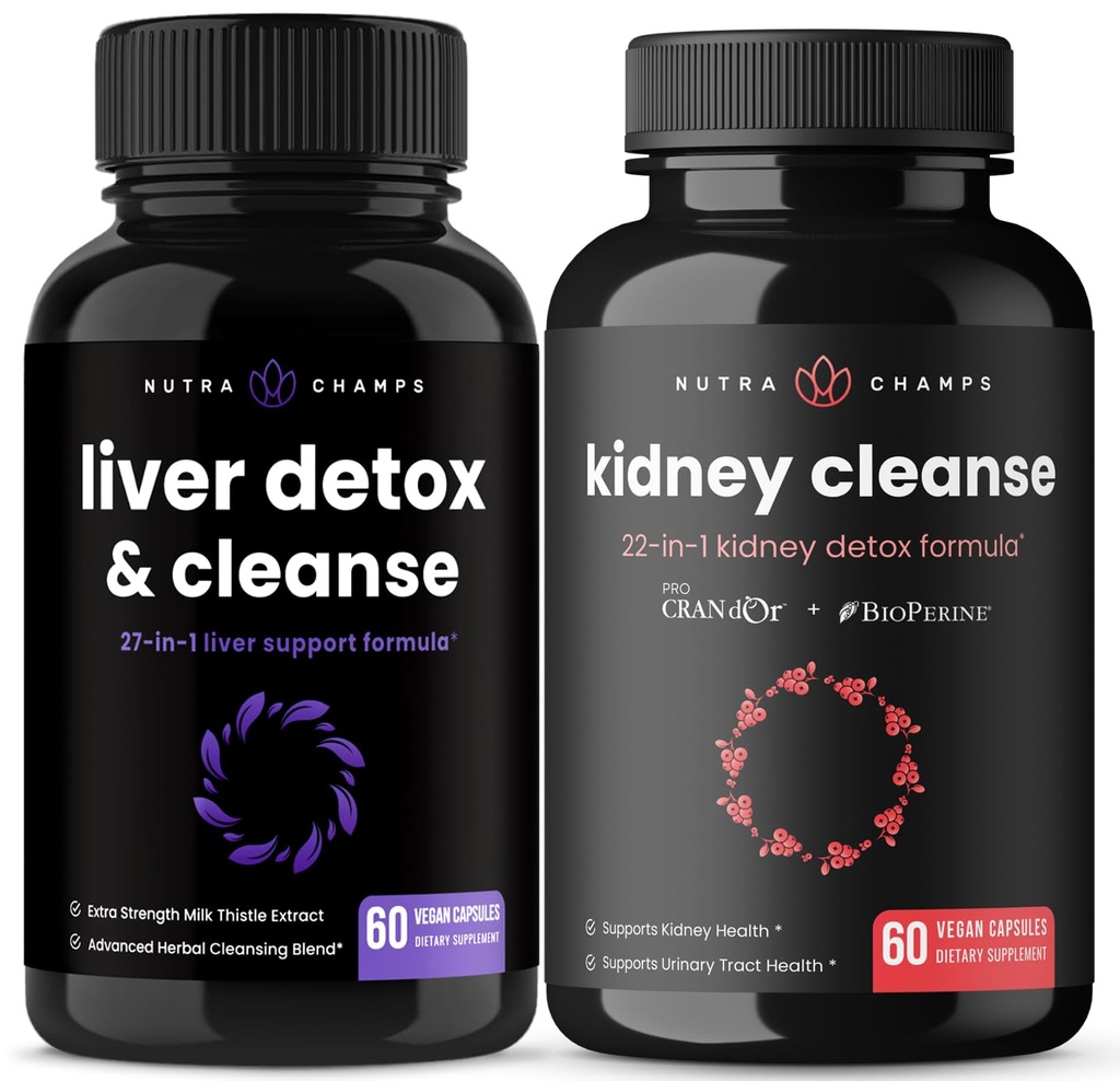 NutraChamps Liver Cleanse Capsule e Kidney Cleanse Capsule 2 Pack Bundle