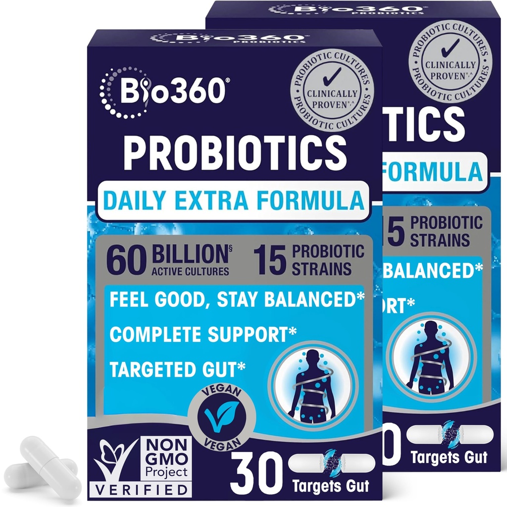 Probiotico per la salute digestiva e il supporto immunitario, 60 miliardi di CFU & 15 Strains, Probiotici per la salute del fegato per gli uomini e le donne Supporta costipazione occasionale, diarrea, gas &amp; Bloating, 60CT