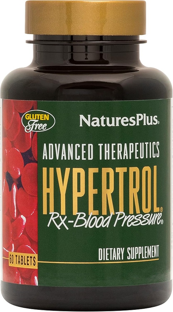 Natures Plus Terapia avanzata Hypertrol Rx Pressione Sangue - 60 compresse vegetariane - Magnesio e cromo Supplemento con erbe botaniche - Gluten-Free - 30 Serve