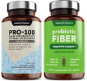 Vitamin Bounty Pro-100 Probiotics & Prebiotic Fiber Bundle: Ultimate Gut Health Support con 13 Strains, 100 miliardi di CFU, Zinc & Vitamina C, Delayed Release Capsules - 90 Capsule