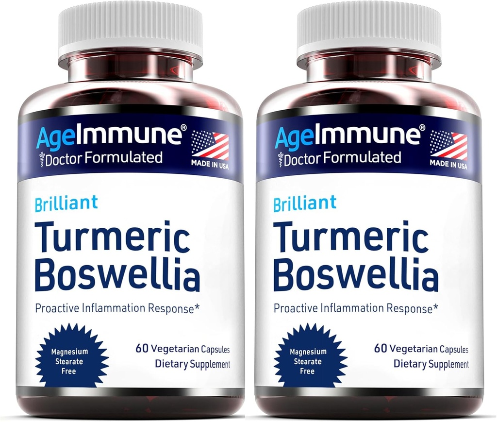 Supplemento currico con 65% Boswellia Serrata estratto con pepe nero come bioperina - Inulina - Curcumina turmerica 95% Estratto per sana infiammazione risposta e salute del fegato - 60 capsule - 2 Confezione