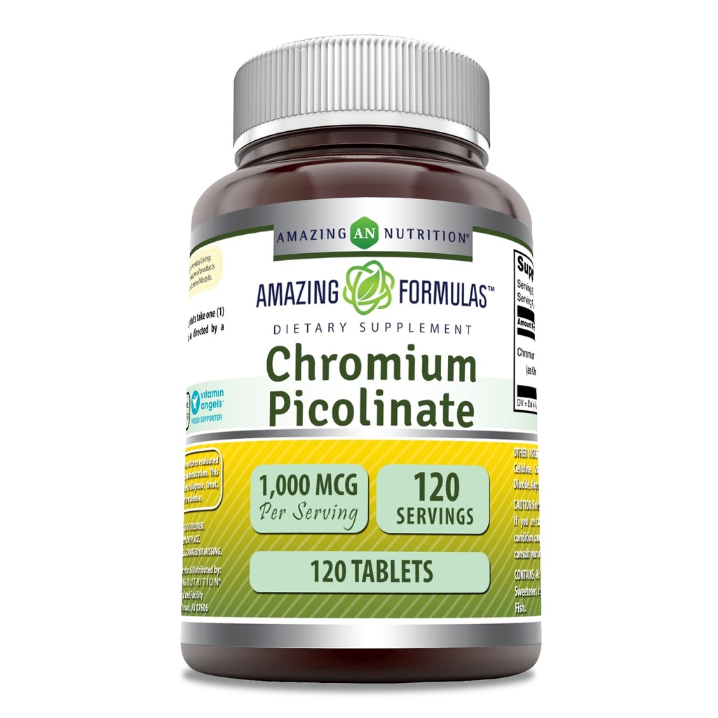 Incredibile formula Chromium Picolinate Supplemento | 1000 Mcg | 120 compresse | Non-GMO | Gluten-Free | Made in USA