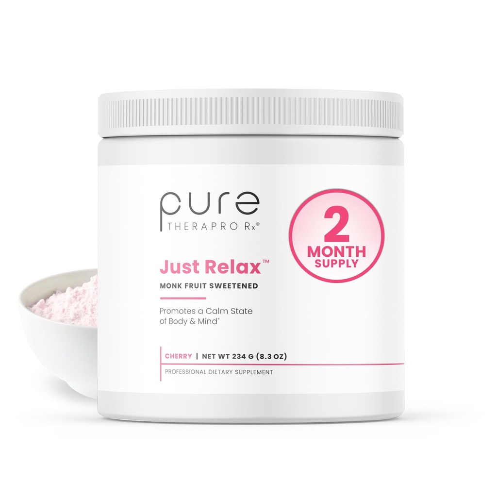Pure Therapro Rx Just Relax Cherry - 60 Serve | Supporti rilassati Mood & Healthy Blood Pressure | Myo-inositol, Di-Magnesium Malate, GABA, Taurine, & L-Theanine