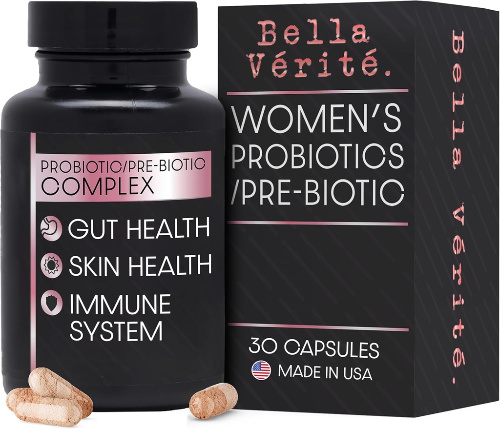 Bella Vérité. Complesso Probiotico e Prebiotico - Supporto Donna Digestivo & Salute Gut - 3,45 miliardi di CFU Lactobacillus Probiotici per pelle più chiara - Supplemento Probiotico giornaliero (30 capsule vegetariane)