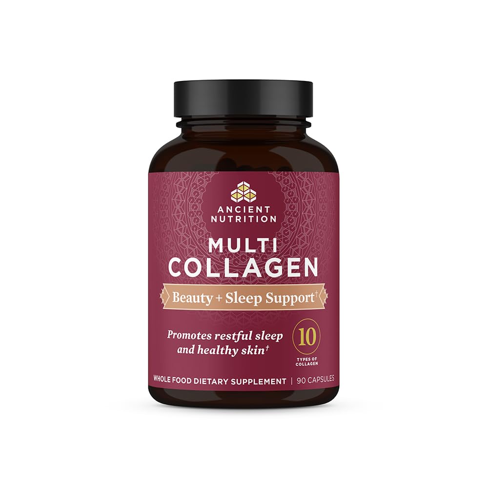 Antiche pillole di collagene di nutrizione per capelli, pelle e unghie, bellezza + sonno 90 Ct, supplemento di collagene + magnesio, Supporta pelle e unghie, sonno, Paleo e Keto Friendly, senza glutine