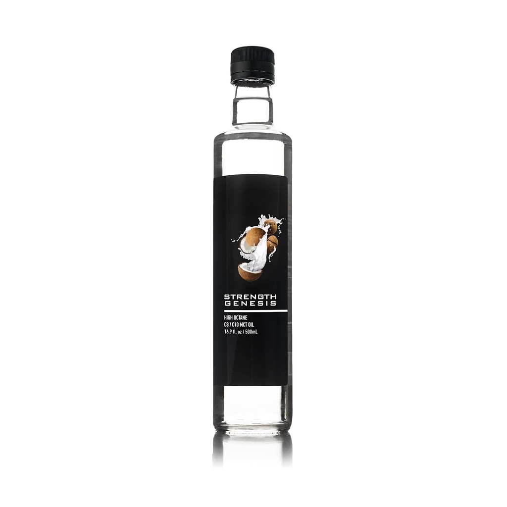 Olio MCT Premium High Octane C8 C10 MCT olio 500ML BPA bottiglia di vetro libero | Migliore MCT Keto Caffè, tè, Smoothies | Pure MCT Coconut Oil 60% C8 40% C10 Coccole non OGM Gluten Free non aromaed