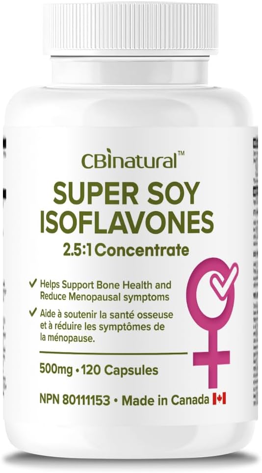 Soy Isoflavones 2.5:1 Estrarre 500mg (1250 mg Equivalente), Supporta il benessere delle donne, 120 capsule vegane, alimentazione a 4 mesi, non OGM, senza glutine
