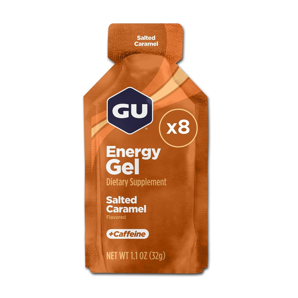 GU Energy Original Sports Nutrition Energy Gel, 8-Count, Caramel salato
